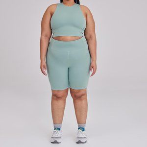 girlfriend collective bike shorts in sky